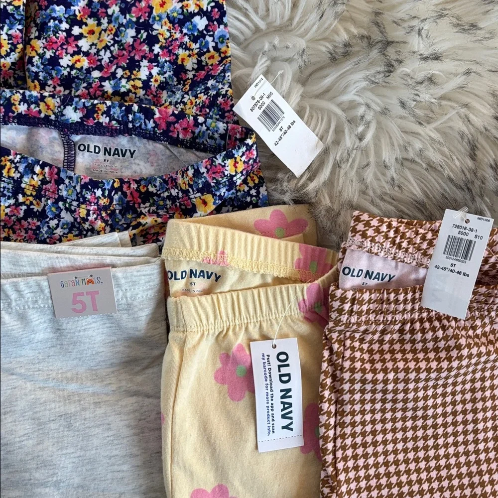 5T NWT 4 Set of Toddler Girl Leggings Pants Bundle
